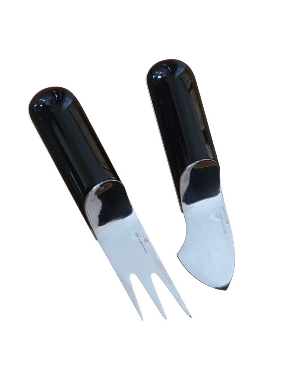 Inox Charcuterie Fork And Knife Utensils Black Quality Handles Made In Italy